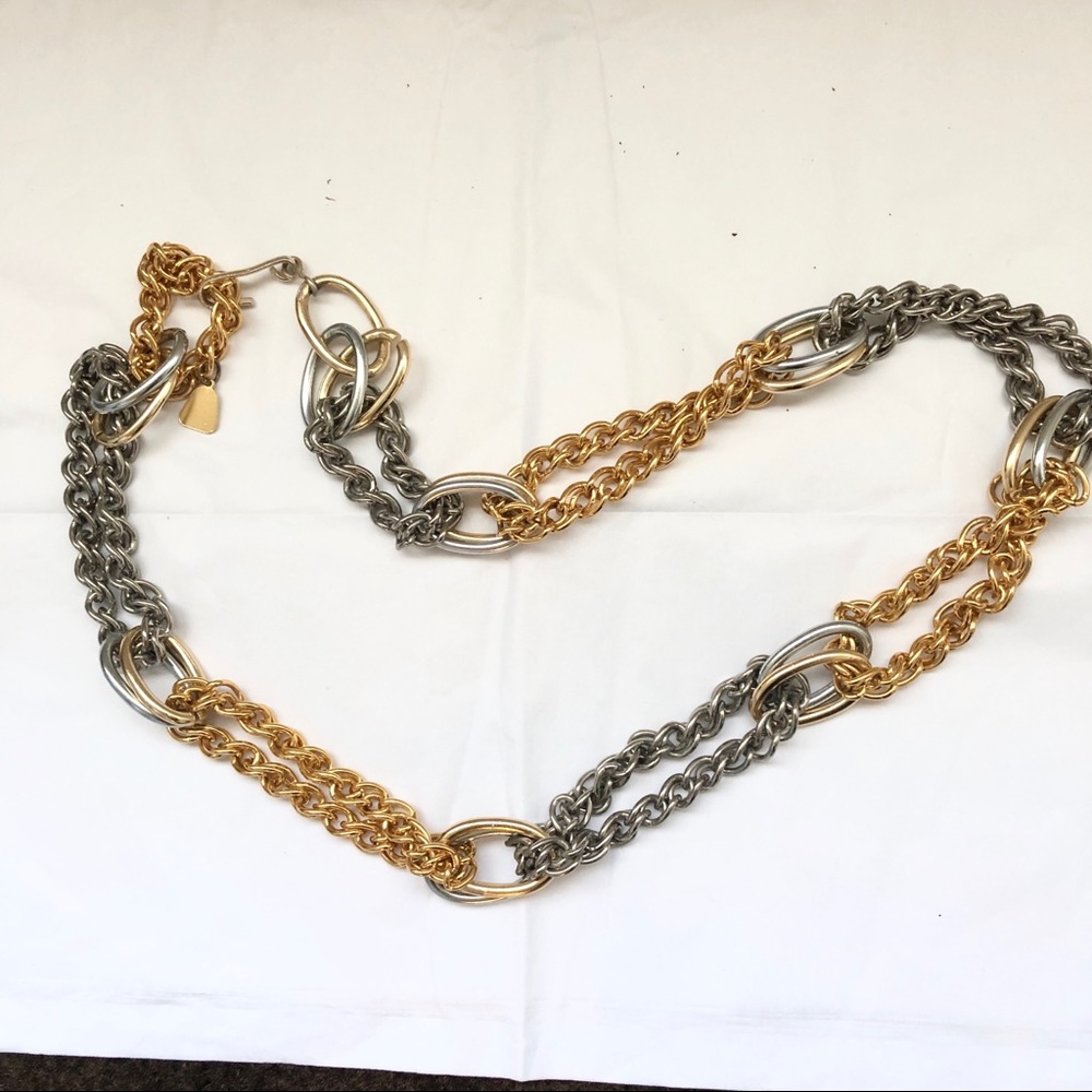 Women's Gold and Silver Chain Link Alternative Decorative Chunky Statement Belt